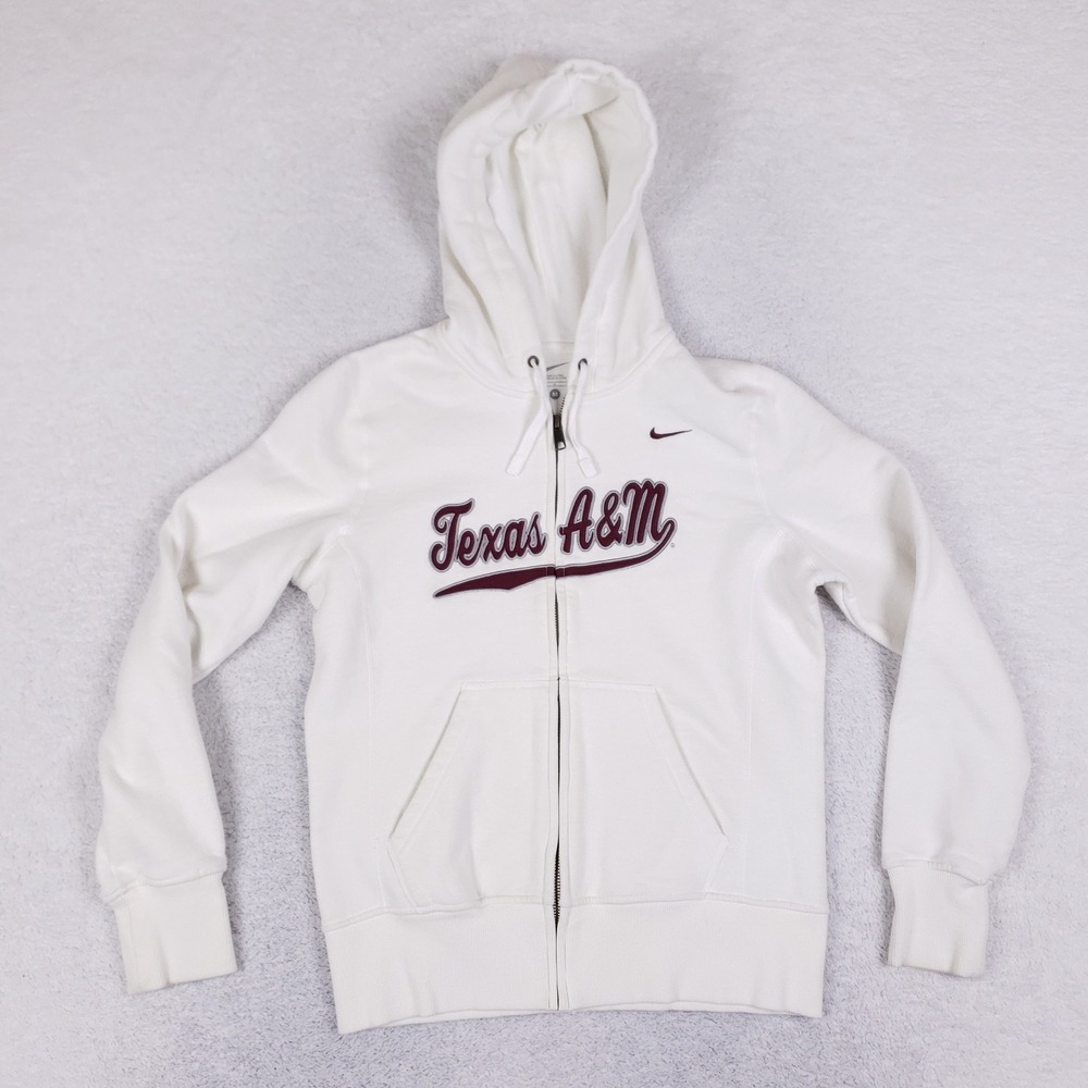 Nike Texas A&M Hoodie Womens Medium Full Zip White Aggies Collegiate Gameday‎